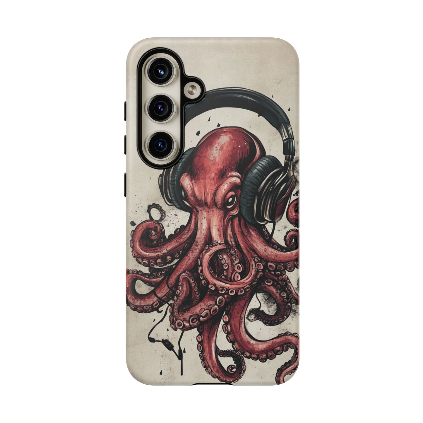 Retro Style Japanese Octopus Listening to Headphones Phone Cover