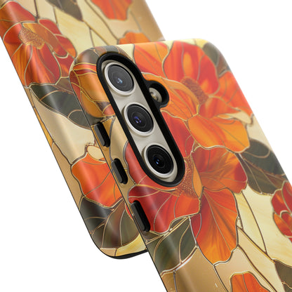 Orange Floral Phone Case Stained Glass Flower Aesthetic