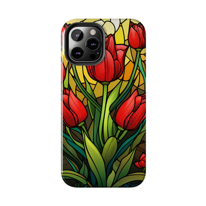 Stained Glass Tulip Floral Aesthetic iPhone Case | Embrace the Beauty of Nature in Full Bloom