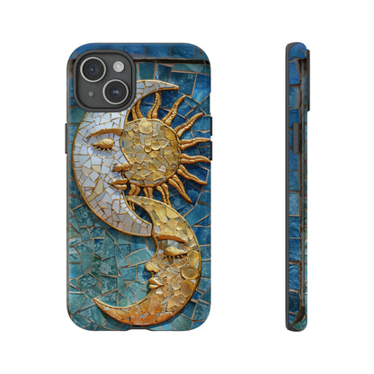 Boho Sun and Moon Mosaic Tile Stained Glass Phone Case