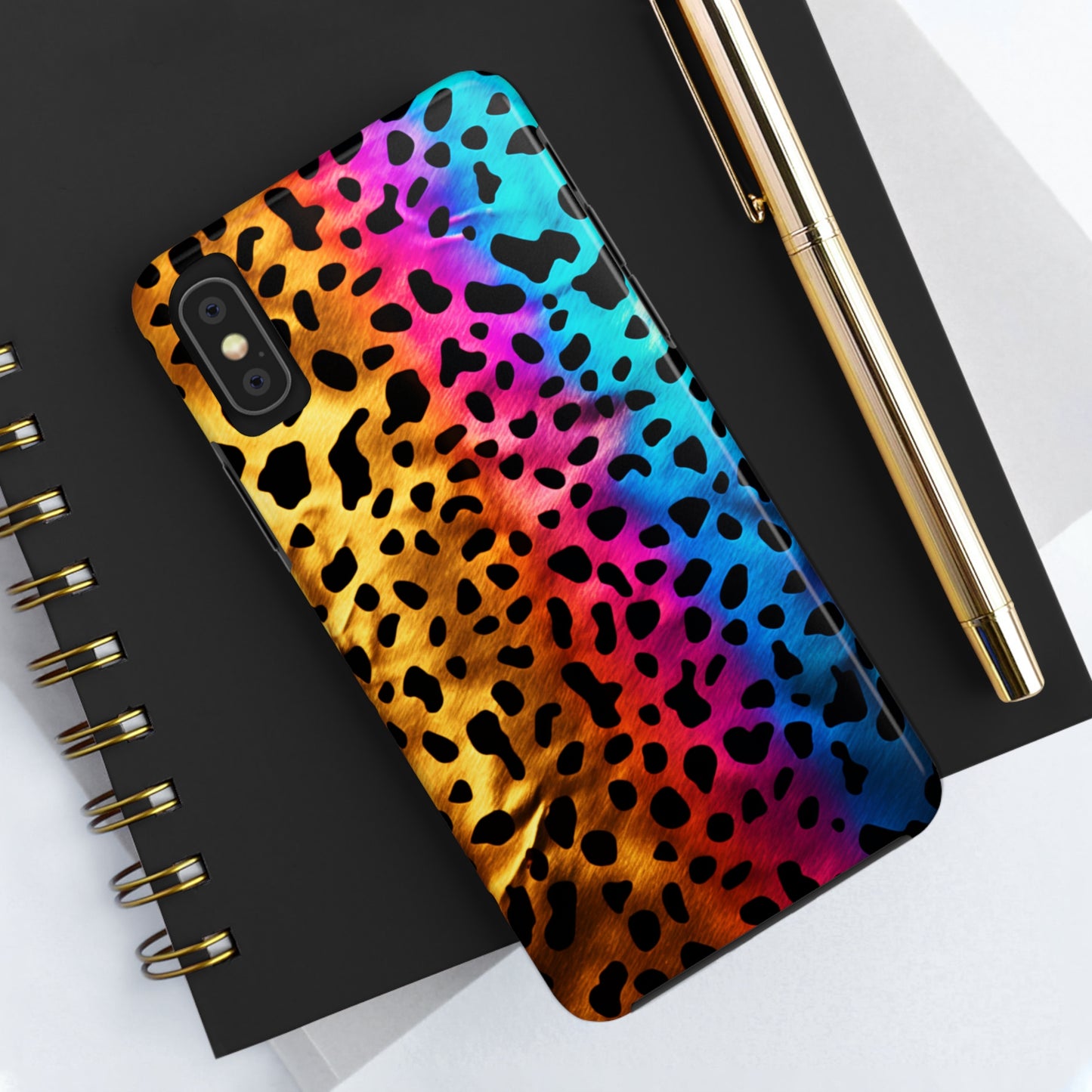 Kaleidoscopic Wild: Psychedelic Rainbow Leopard Print | Dazzling iPhone Case