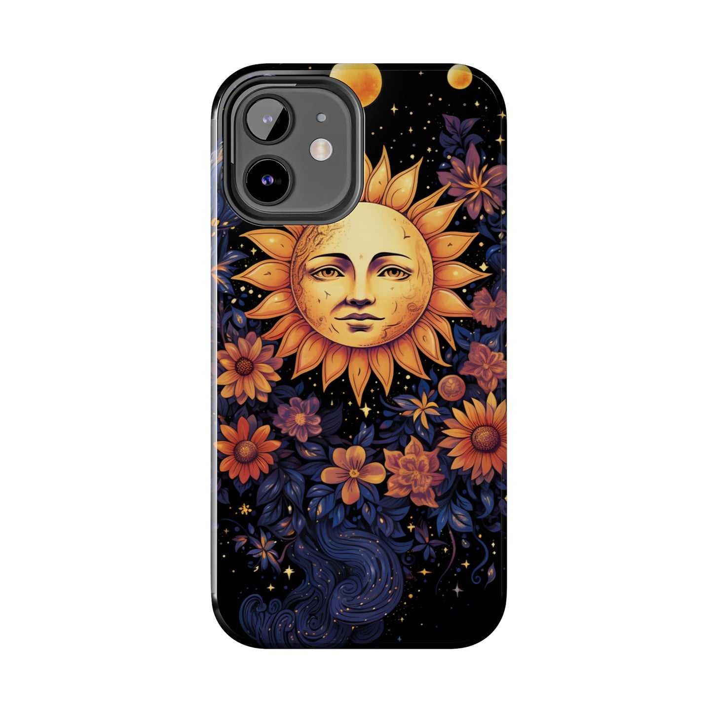 Cosmic Blooms: Floral Sun, Moon & Stars iPhone Case - Where Celestial Meets Botanical