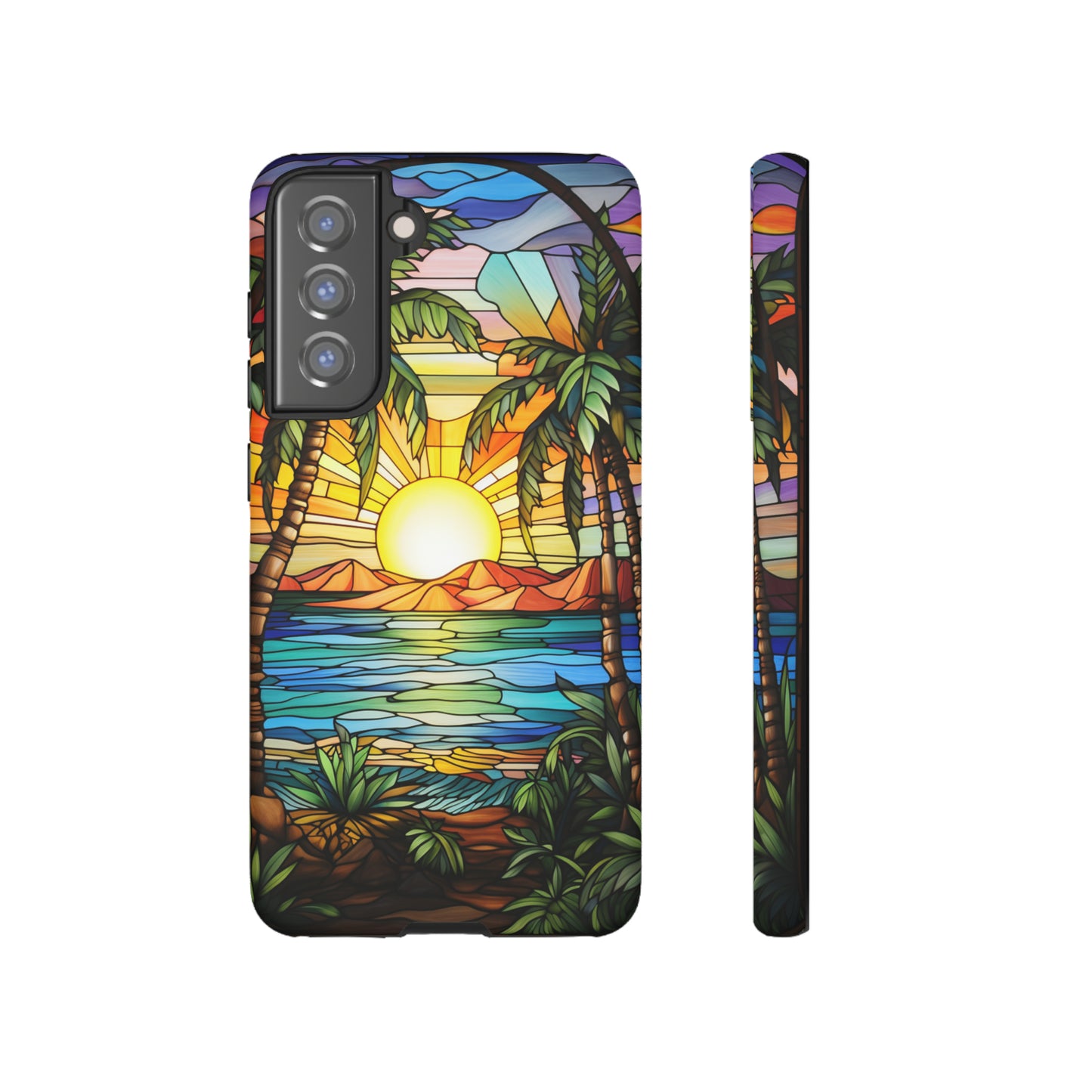 Tropical Stained Glass Sunset Beach