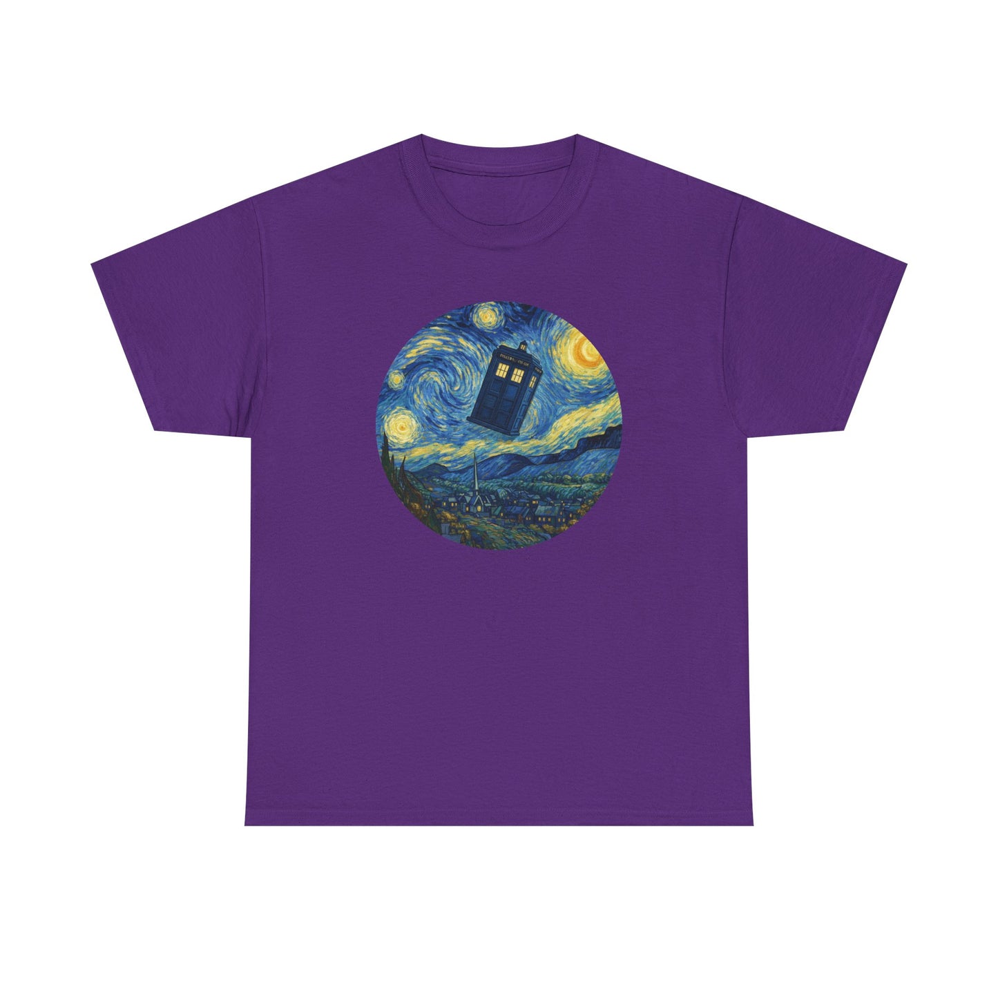 Van Gogh Police Box Starry Night Fantasy Parody Graphic T-Shirt