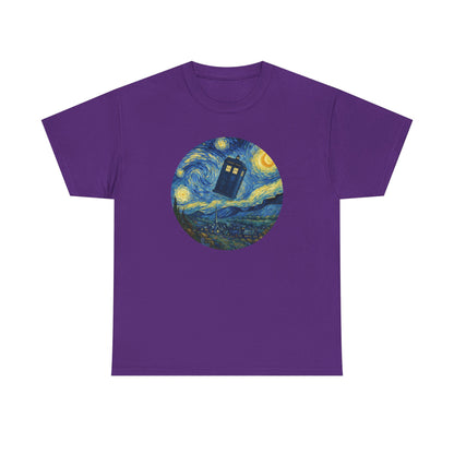 Van Gogh Police Box Starry Night Fantasy Parody Graphic T-Shirt