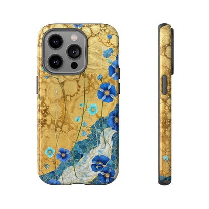 Forget Me Nots Gold Color Splash Floral Design Phone Case