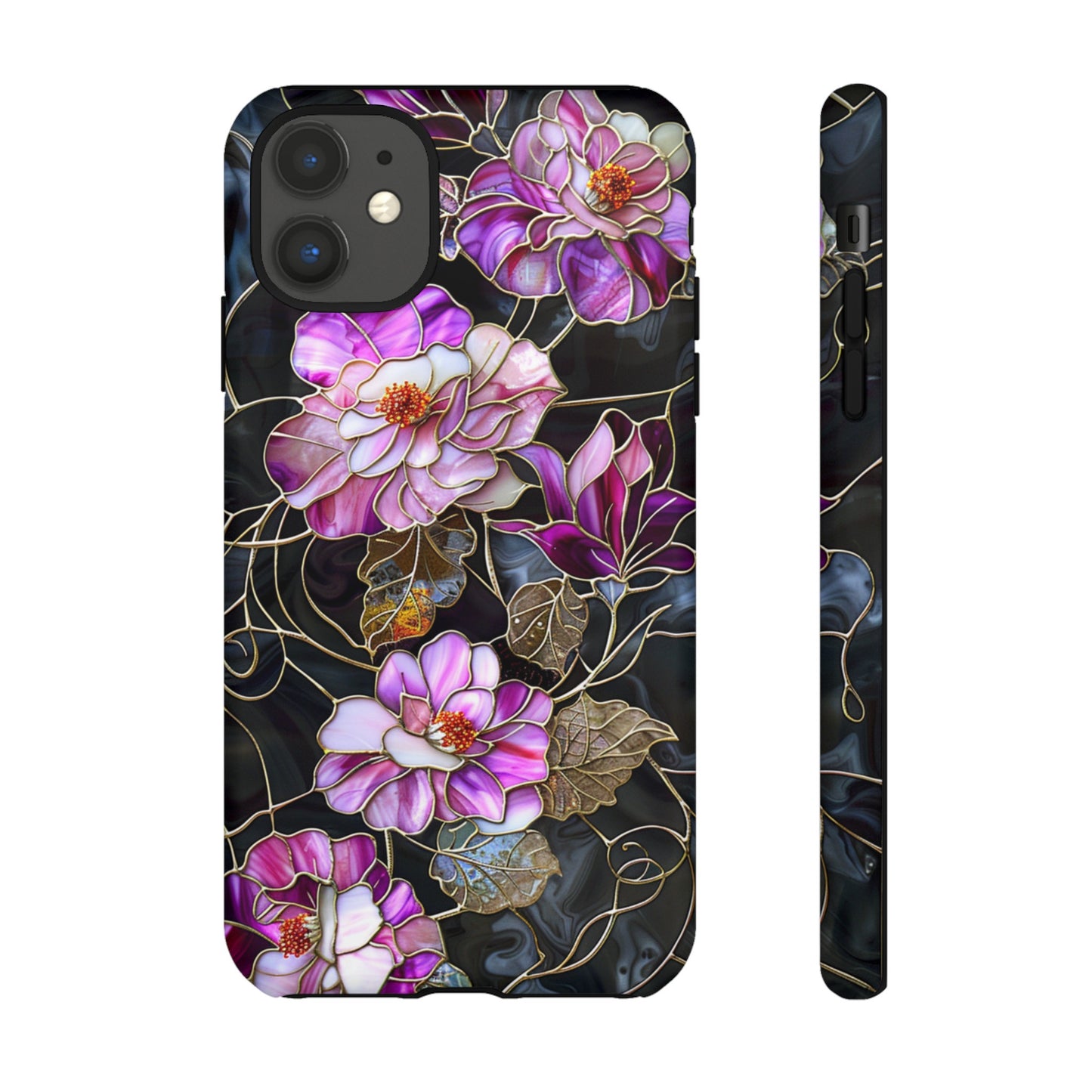 Magenta Color Floral Stained Glass Phone Case