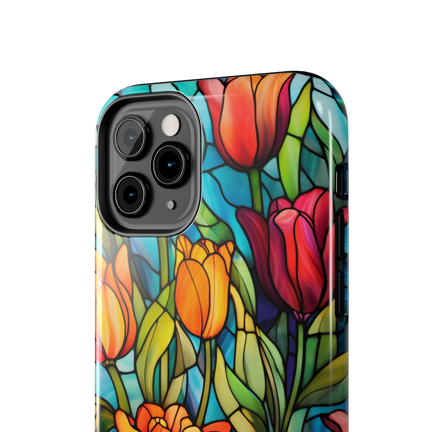 Stained Glass Tulip Floral Aesthetic iPhone Case | Embrace the Beauty of Nature in Full Bloom