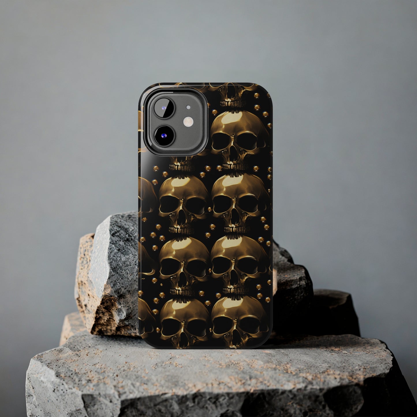 iPhone Case Golden Enigma: Where Goth Meets Glamour | Gold Skulls iPhone Tough Case