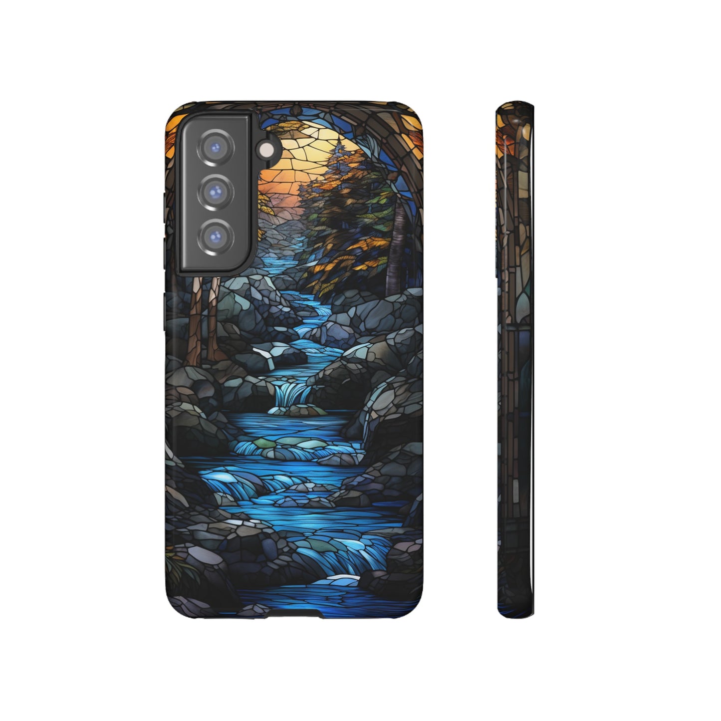 Stained Glass Stone Bridge and River Art Phone Case