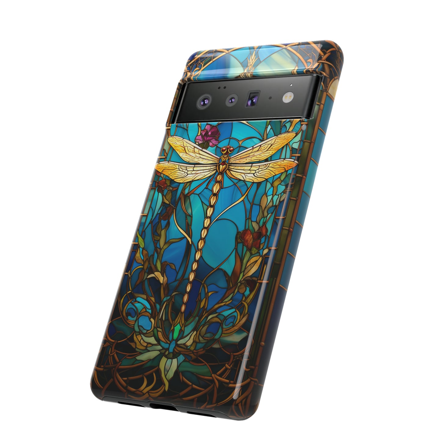 Vintage Art Nouveau Stained Glass Dragonfly Phone Case