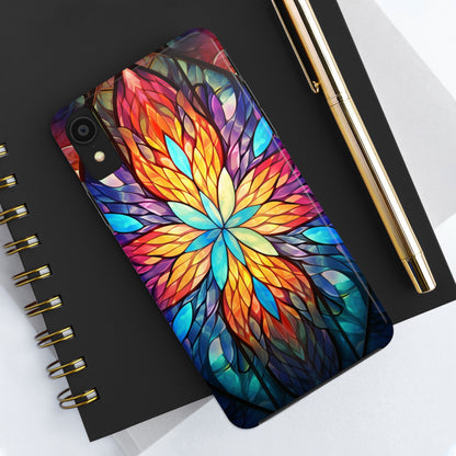 Stained Glass Tough iPhone Case | Trippy Psychedelic Colorful Flowers Floral Aesthetic Retro iPhone 14 Plus 13 12 7 8 Se Trendy Hippie Boho