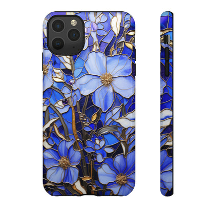 Periwinkle Stained Glass with Gold Inlay Phone Case for iPhone 15, 14, Pro Max, 13, 12 & Samsung Galaxy S23, S22, S21, Google Pixel