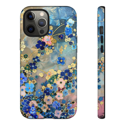 Forget Me Nots Gold Color Splash Floral Design Phone Case