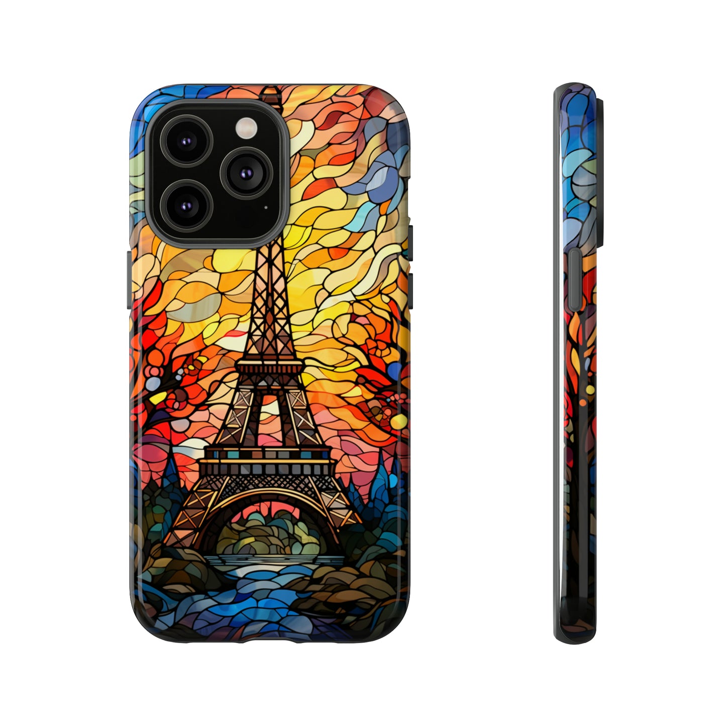 Parisian Elegance: Stained Glass Eiffel Tower | Artistic Flair iPhone Case for iPhone Models 11 through 14 Pro Max, Samsung Galaxy, and Google Pixel