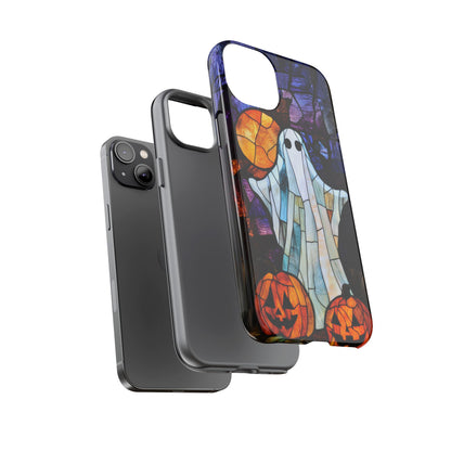 Stained Glass Halloween Ghost and Jack-o'-Lanterns Phone Cover