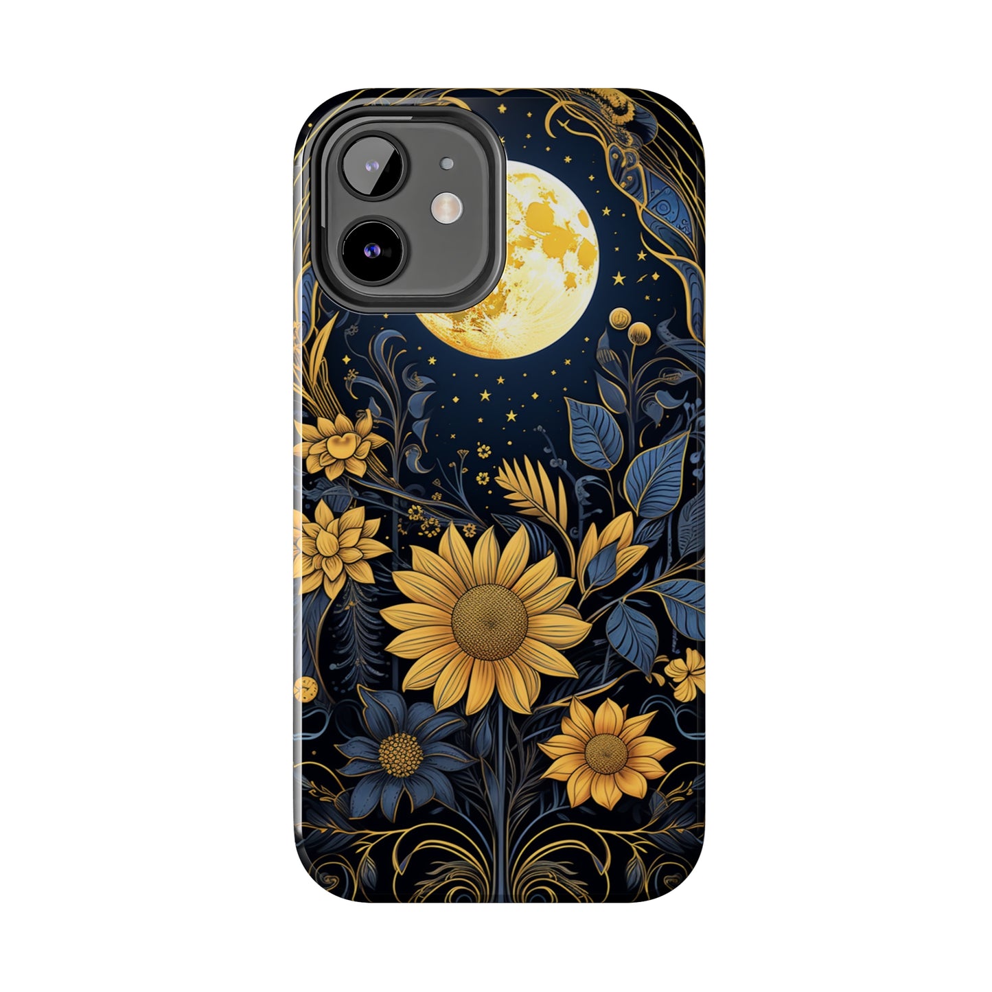 Starry Night Boho Meets Cottagecore: Floral Sun, Moon & Stars iPhone Case