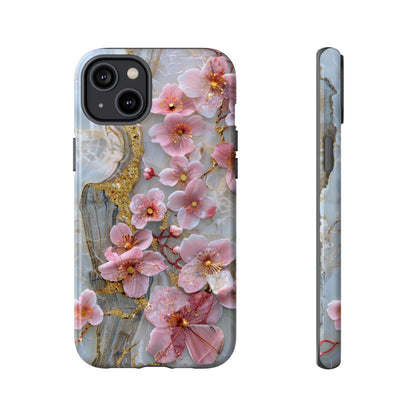 Pink Forget Me Nots Gold Floral Phone Case