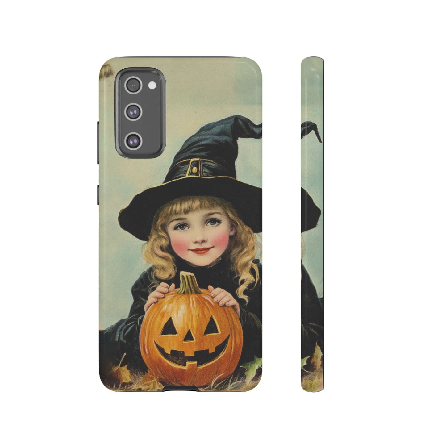 Vintage Halloween Card Witch and Jack-o'-lantern Phone Cover