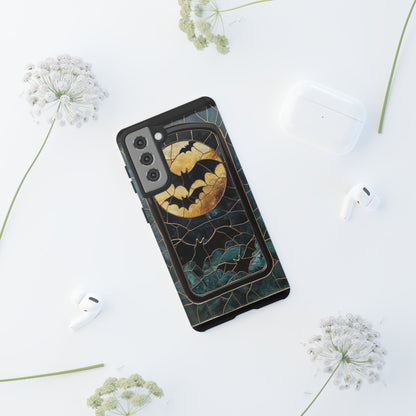 Halloween Phone Case Bats Stained Glass Style Spooky Moon Phone Cover