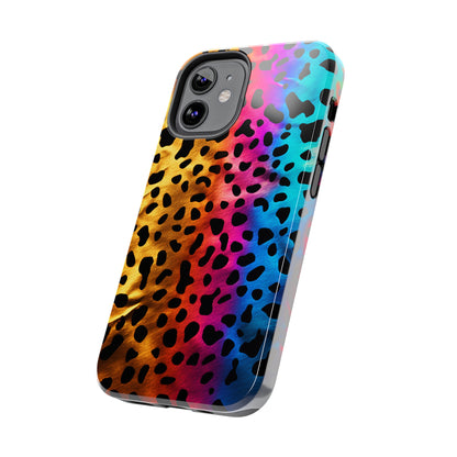 Kaleidoscopic Wild: Psychedelic Rainbow Leopard Print | Dazzling iPhone Case