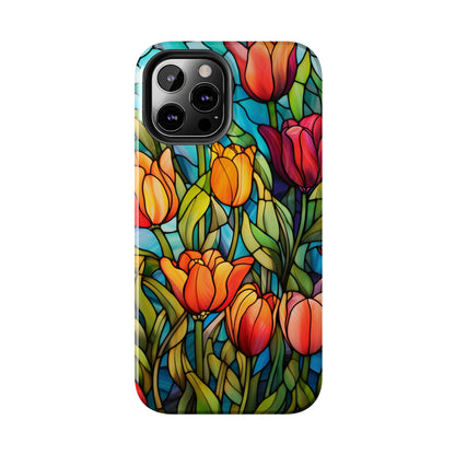 Stained Glass Tulip Floral Aesthetic iPhone Case | Embrace the Beauty of Nature in Full Bloom