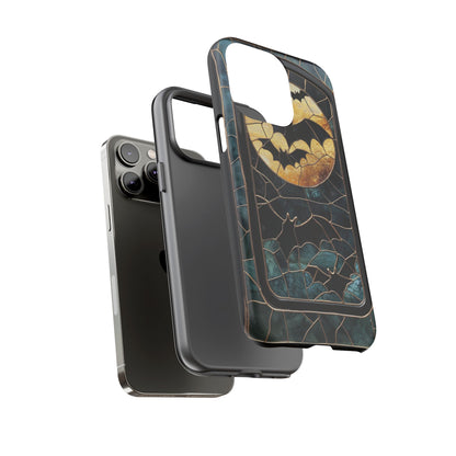 Halloween Phone Case Bats Stained Glass Style Spooky Moon Phone Cover