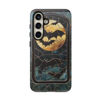 Halloween Phone Case Bats Stained Glass Style Spooky Moon Phone Cover