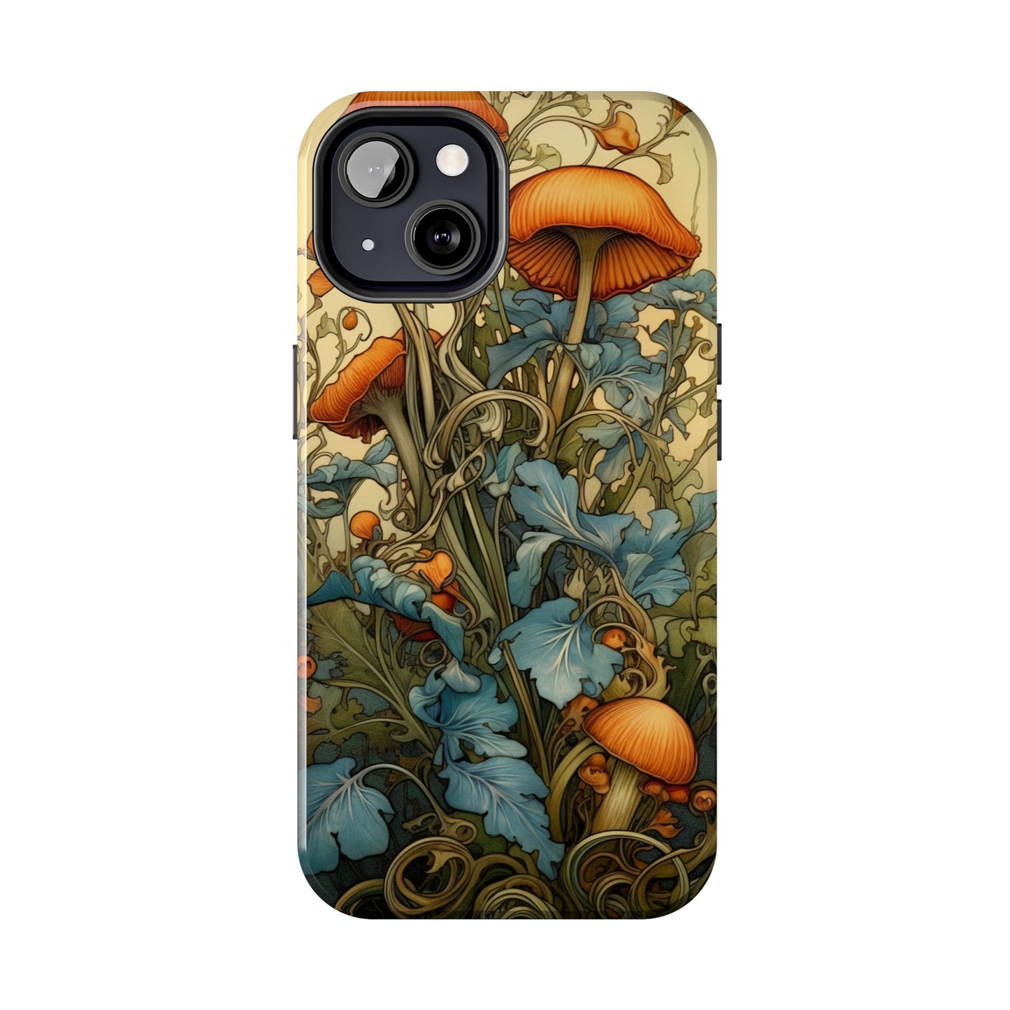 Vintage Mushroom iPhone Case Floral Aesthetic Art Nouveau Retro Phone Tough Case iPhone 14 Plus 13 12 7 8 SE Hippie Boho Style