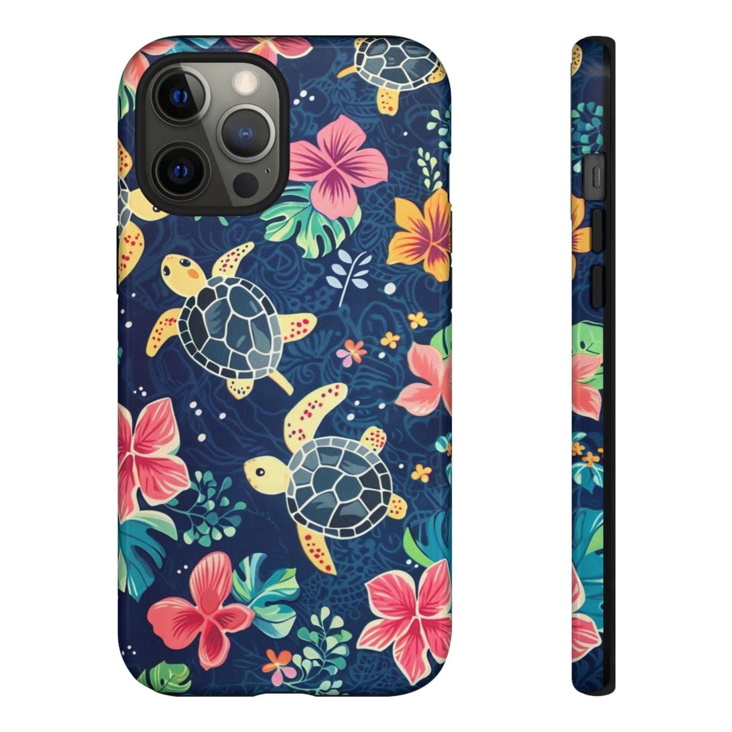 Undersea Floral Blue Sea Turtle Phone Case