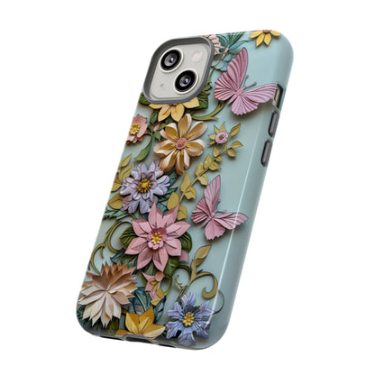 Pastel Pink Butterflies and Flowers iPhone Case