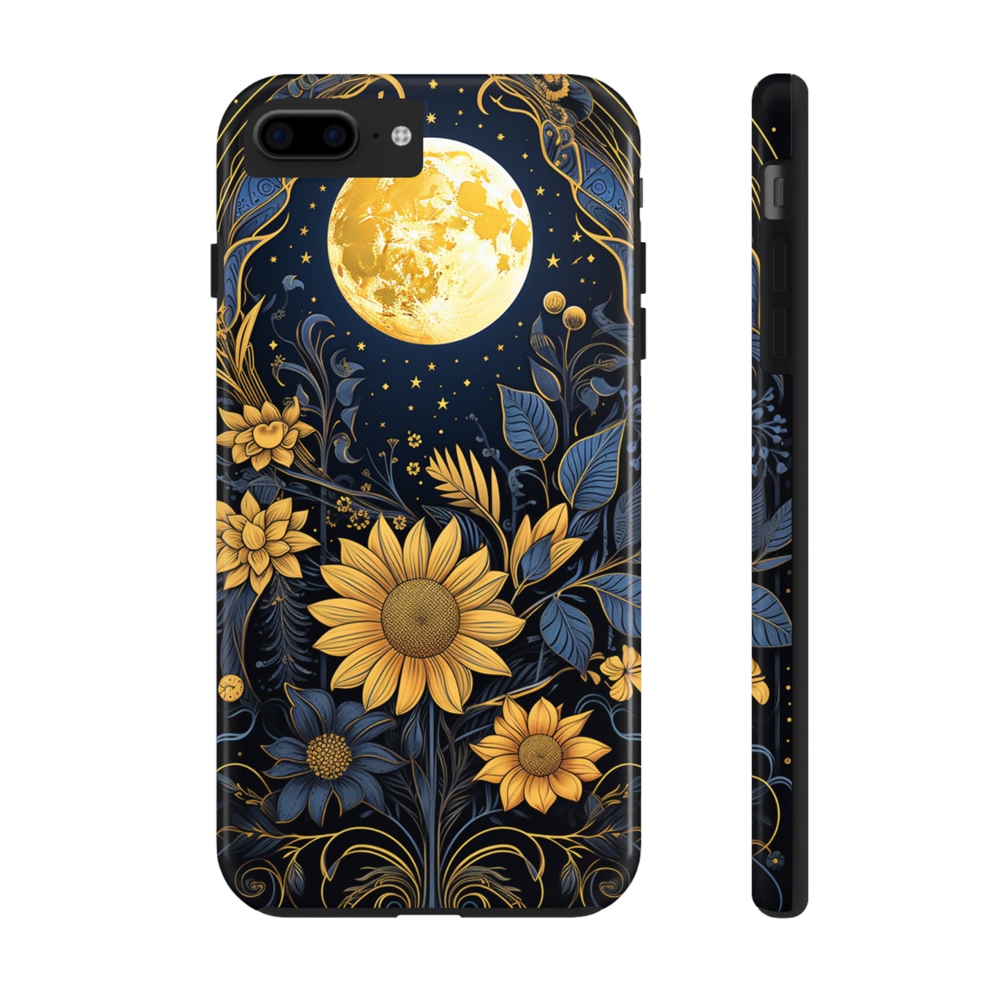 Starry Night Boho Meets Cottagecore: Floral Sun, Moon & Stars iPhone Case