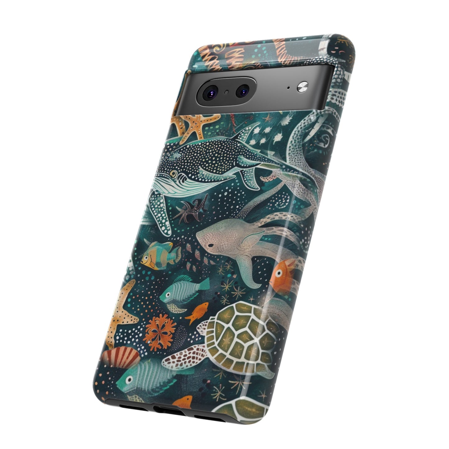 Undersea World Shark, Turtle, Manta Ray Phone Case