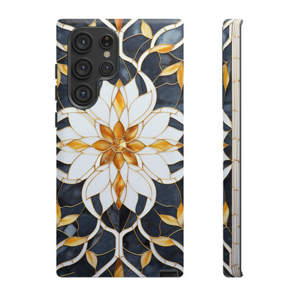 Art Deco Floral Gold & Blue Mosaic