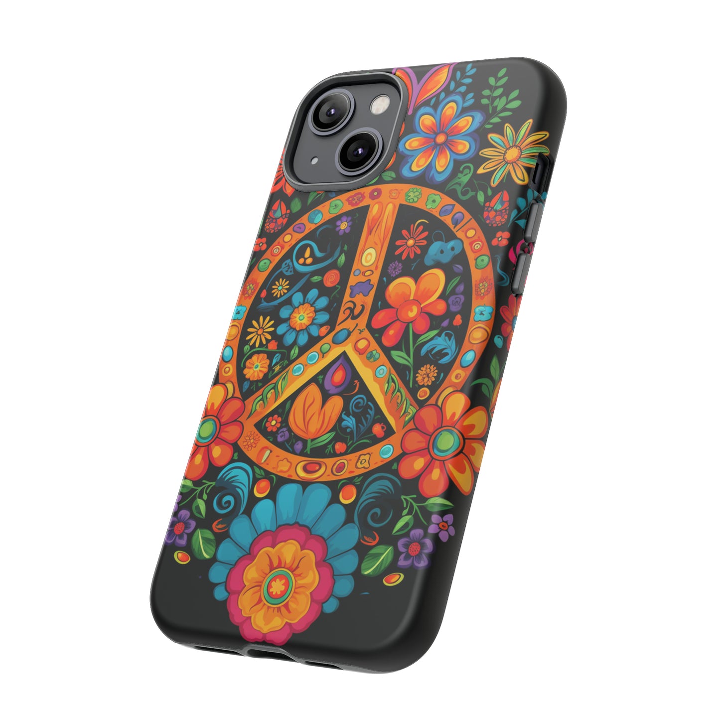 Peace Sign Embroidery Floral Hippie Style Phone Case