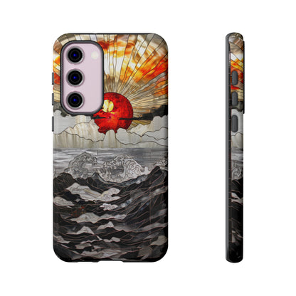 Japanese Rising Sun Phone Case Stained Glass Ocean Wave Phone Cover iPhone 15 Case