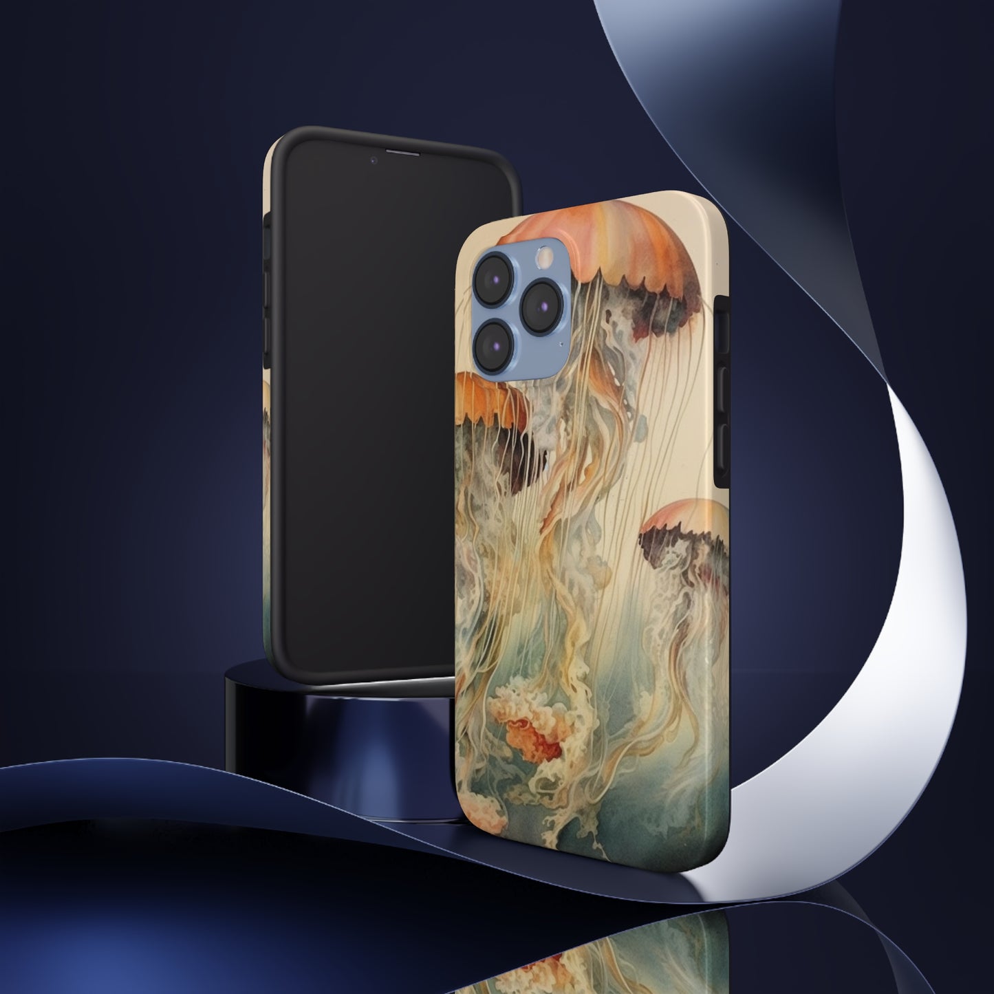 Floating Jellyfish iPhone Tough Case | Dive into an Ethereal Underwater World with Reliable Protection