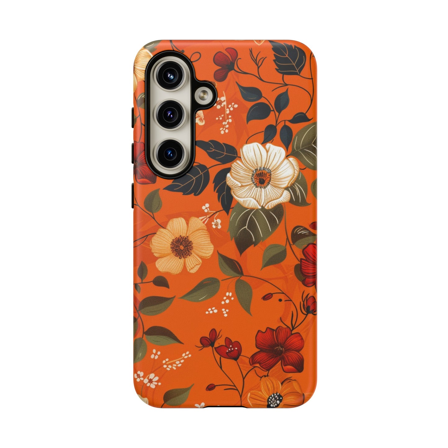 Orange Floral Phone Tough Case