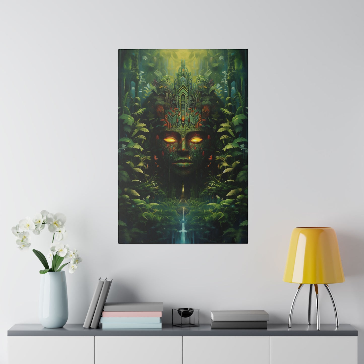 Psychedelic Art Nature Amazon Jungle Goddess Portrait | Stretched Canvas Print