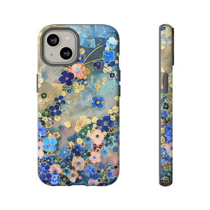 Forget Me Nots Gold Color Splash Floral Design Phone Case