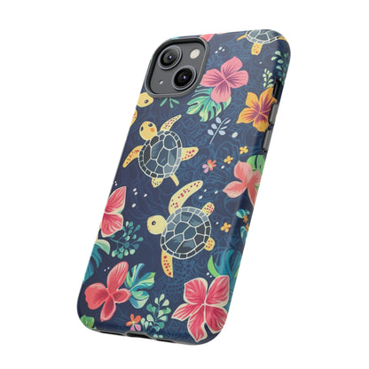 Undersea Floral Blue Sea Turtle Phone Case