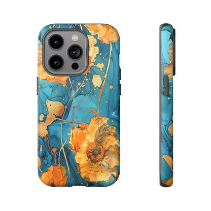 Gold Poppies Color Splash Floral Design Phone Case