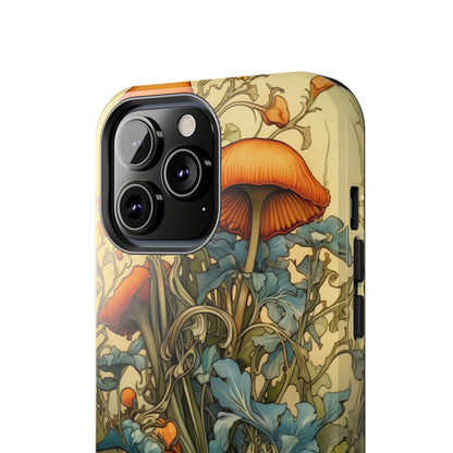 Vintage Mushroom iPhone Case Floral Aesthetic Art Nouveau Retro Phone Tough Case iPhone 14 Plus 13 12 7 8 SE Hippie Boho Style