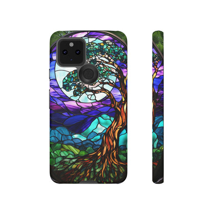 Stained Glass Mosaic Tile Tree in Moonlight