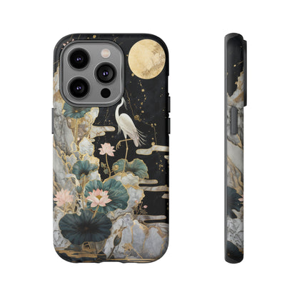 Heron and Moon Floral Zen Art Phone Case