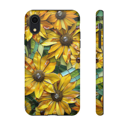 Yellow and Gold Daisy Mosaic Stained Glass Phone Case for iPhone 15, 14, Pro Max, 13, 12 & Samsung Galaxy S23, S22, S21, Google Pixel