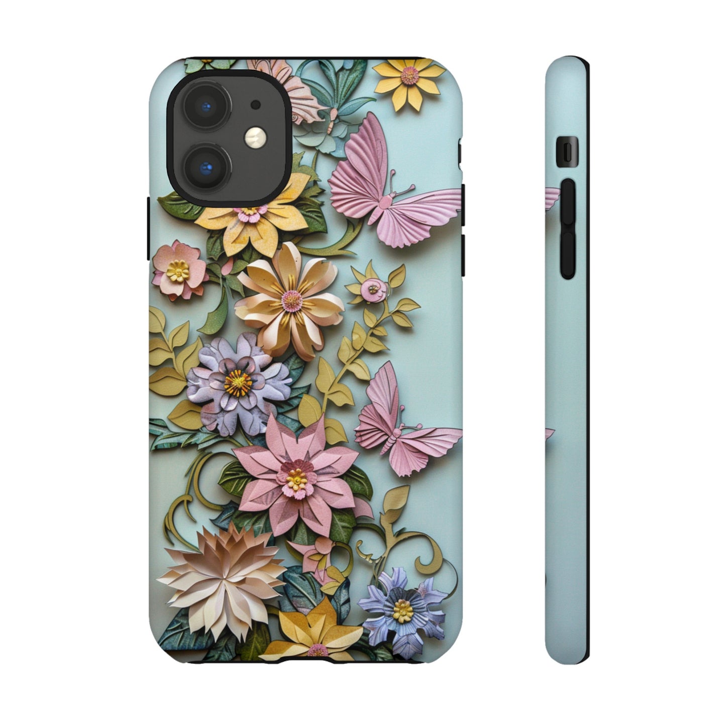 Pastel Pink Butterflies and Flowers iPhone Case