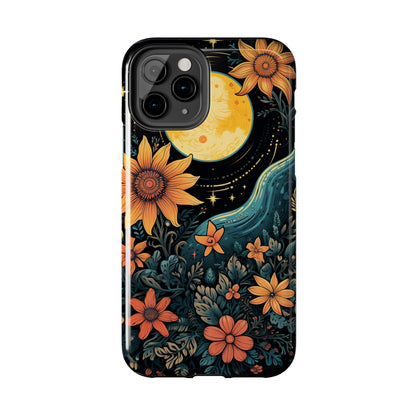 Boho Meets Cottagecore: Floral Sun, Moon & Stars iPhone Case – A Celestial Delight