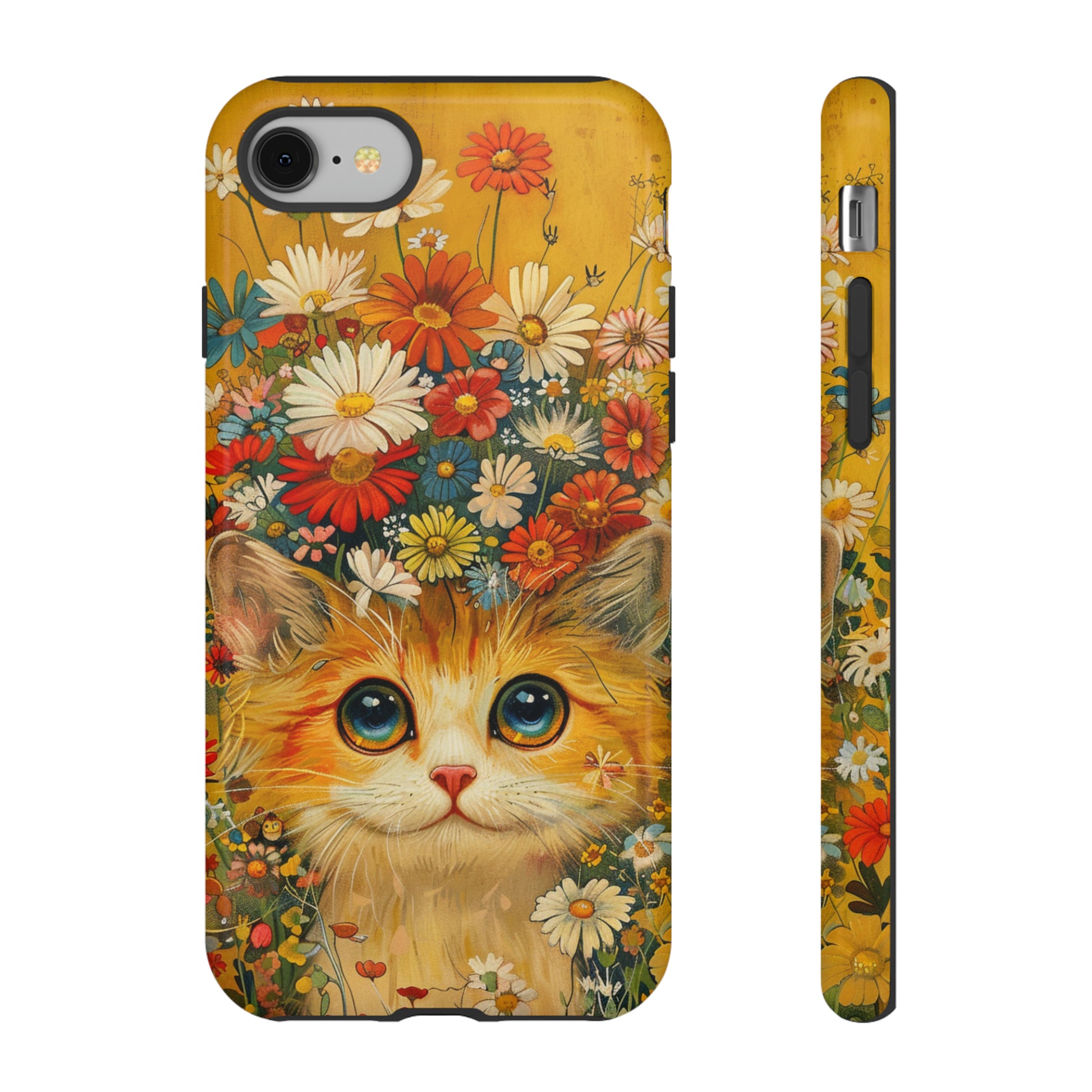 Cute Cat in Floral Garden iPhone 15 Case