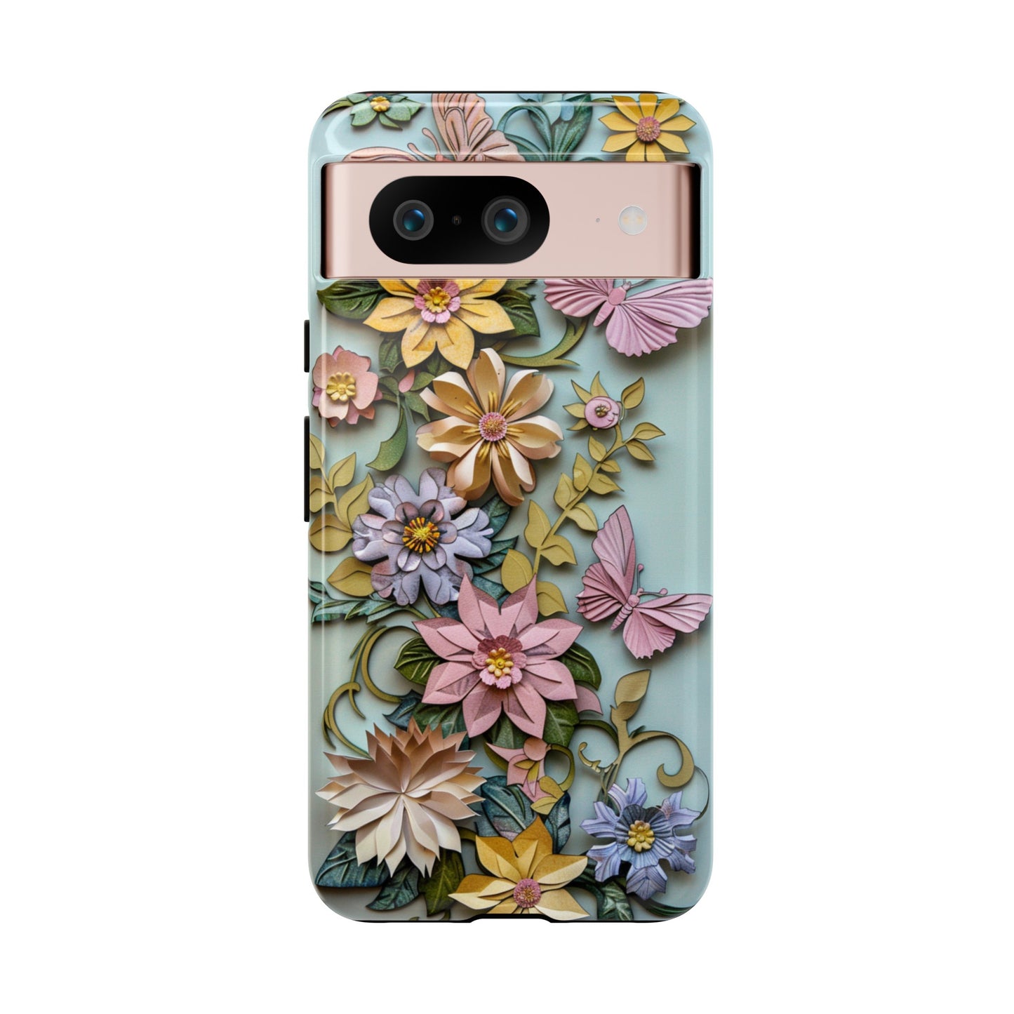 Pastel Pink Butterflies and Flowers iPhone 15 Case